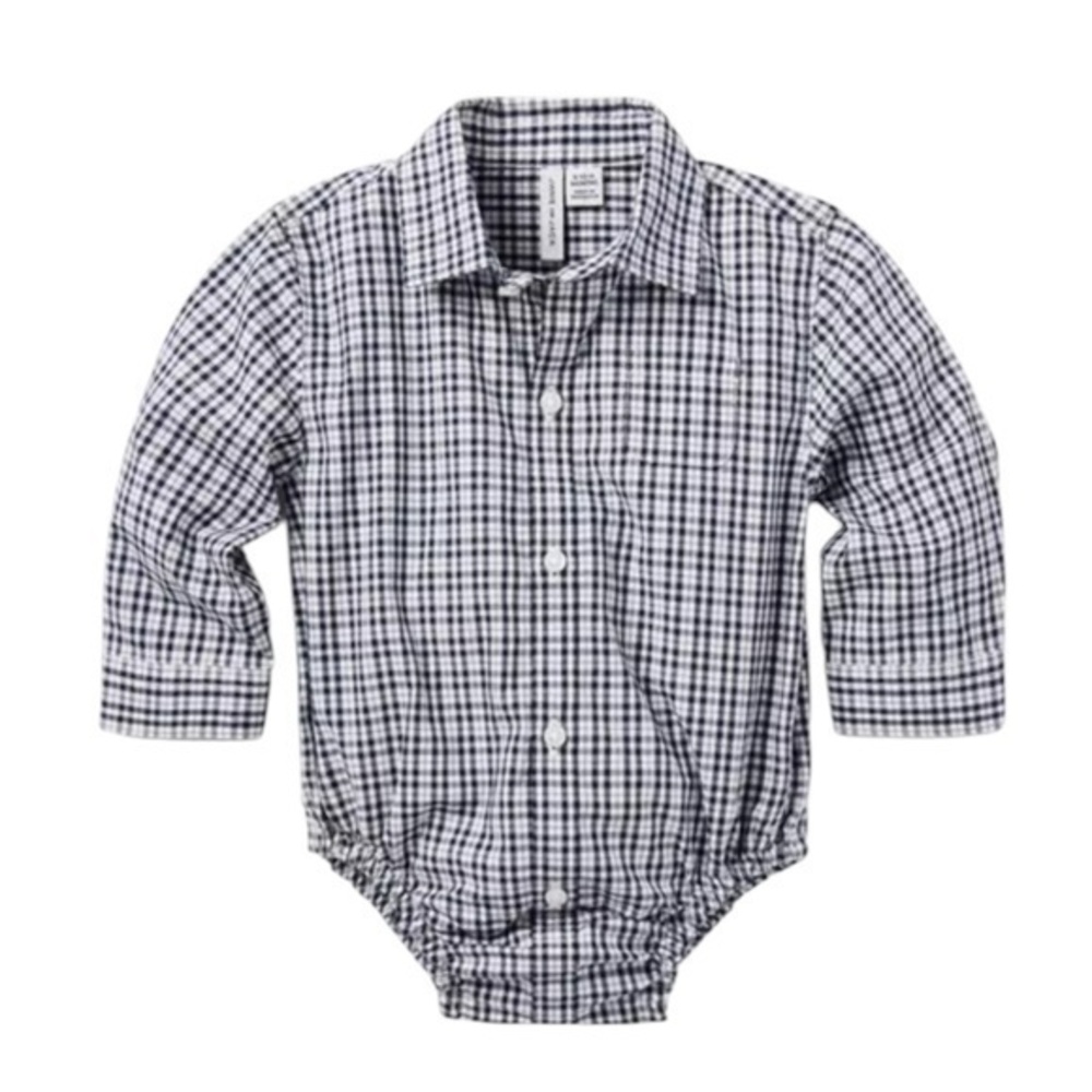 Janie and Jack Baby Boy Plaid Poplin Bodysuit Size 6-12 Months